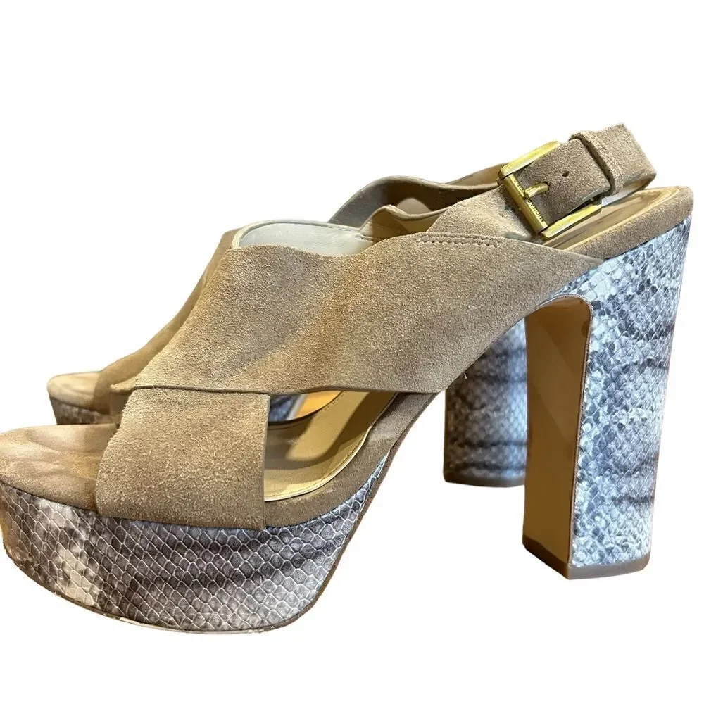 Michael Michael Kors suede Marianna Sling Block Heel snakeskin Sandal